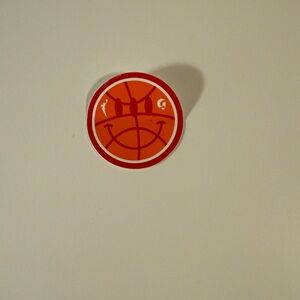 Glossier Red Smiley Face Basketball Sticker